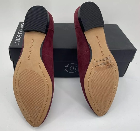 Women Loafer Suede, Pointed Toe Ballet Shoes, Burgundy -206 Collective 6B M - Picture 7 of 7